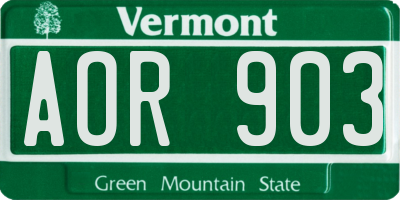VT license plate AOR903