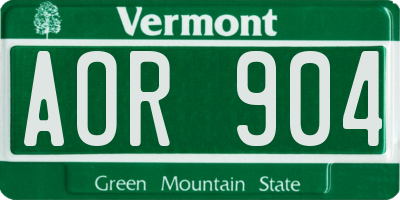 VT license plate AOR904