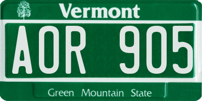 VT license plate AOR905