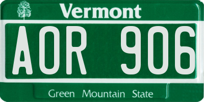 VT license plate AOR906