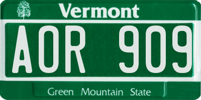 VT license plate AOR909