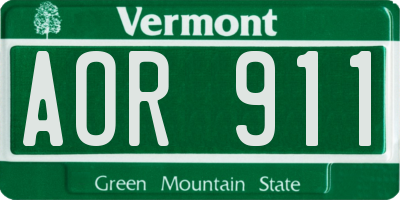 VT license plate AOR911