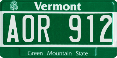 VT license plate AOR912