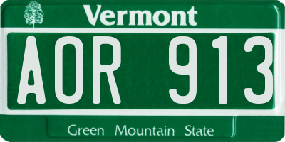 VT license plate AOR913