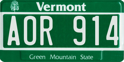 VT license plate AOR914