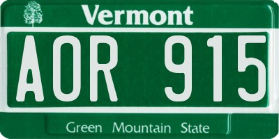 VT license plate AOR915