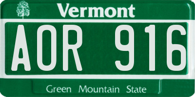 VT license plate AOR916