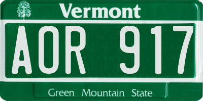 VT license plate AOR917