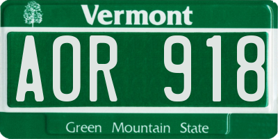 VT license plate AOR918