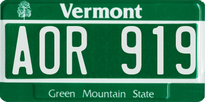VT license plate AOR919