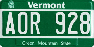 VT license plate AOR928