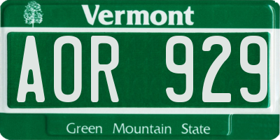 VT license plate AOR929