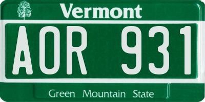 VT license plate AOR931