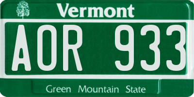 VT license plate AOR933