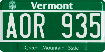 VT license plate AOR935
