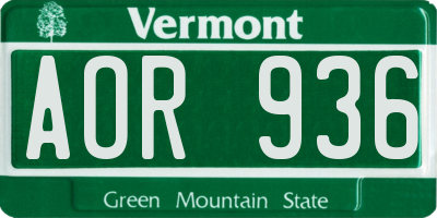 VT license plate AOR936