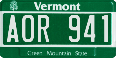 VT license plate AOR941