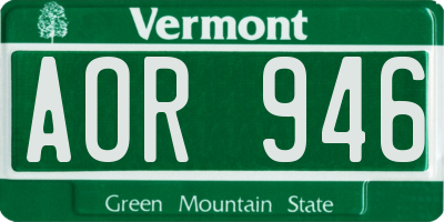 VT license plate AOR946