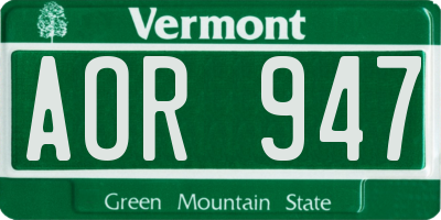 VT license plate AOR947