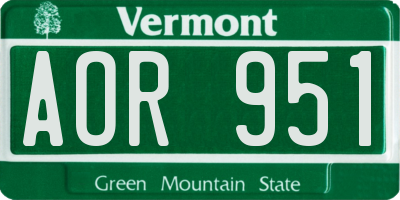VT license plate AOR951