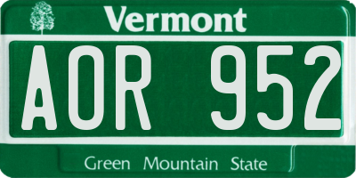 VT license plate AOR952