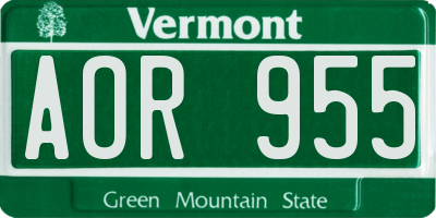 VT license plate AOR955