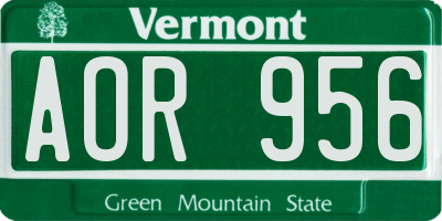 VT license plate AOR956