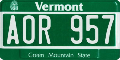 VT license plate AOR957