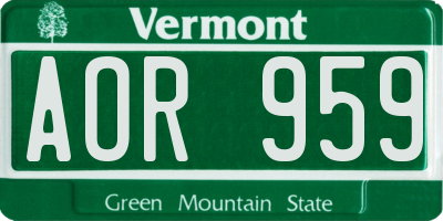 VT license plate AOR959