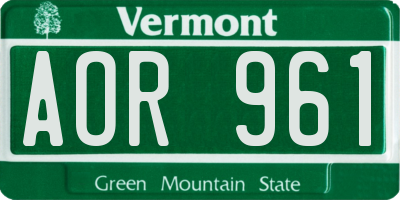 VT license plate AOR961