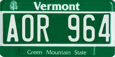 VT license plate AOR964