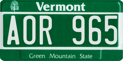 VT license plate AOR965