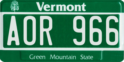 VT license plate AOR966