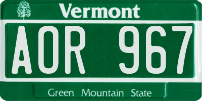 VT license plate AOR967
