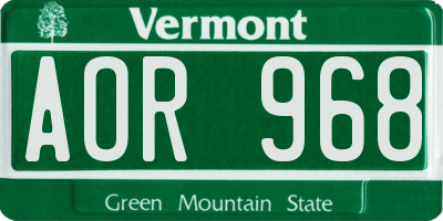 VT license plate AOR968