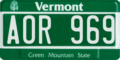 VT license plate AOR969