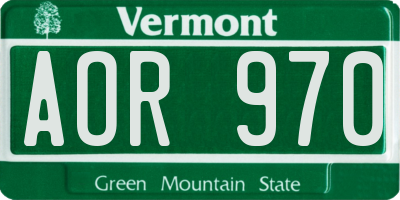VT license plate AOR970