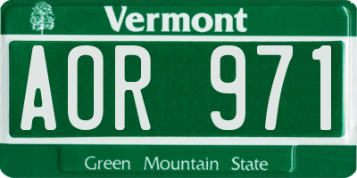VT license plate AOR971