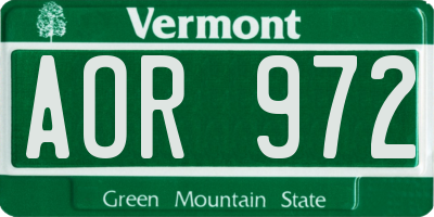 VT license plate AOR972