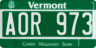 VT license plate AOR973