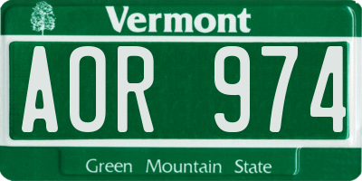 VT license plate AOR974
