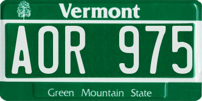 VT license plate AOR975