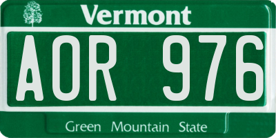 VT license plate AOR976