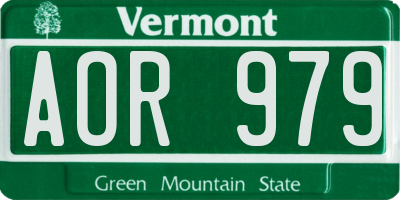 VT license plate AOR979