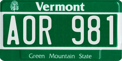 VT license plate AOR981
