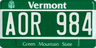 VT license plate AOR984