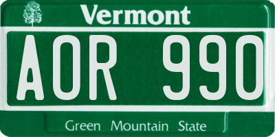 VT license plate AOR990