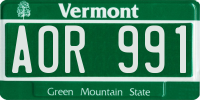 VT license plate AOR991