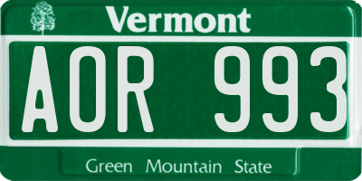VT license plate AOR993