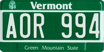 VT license plate AOR994